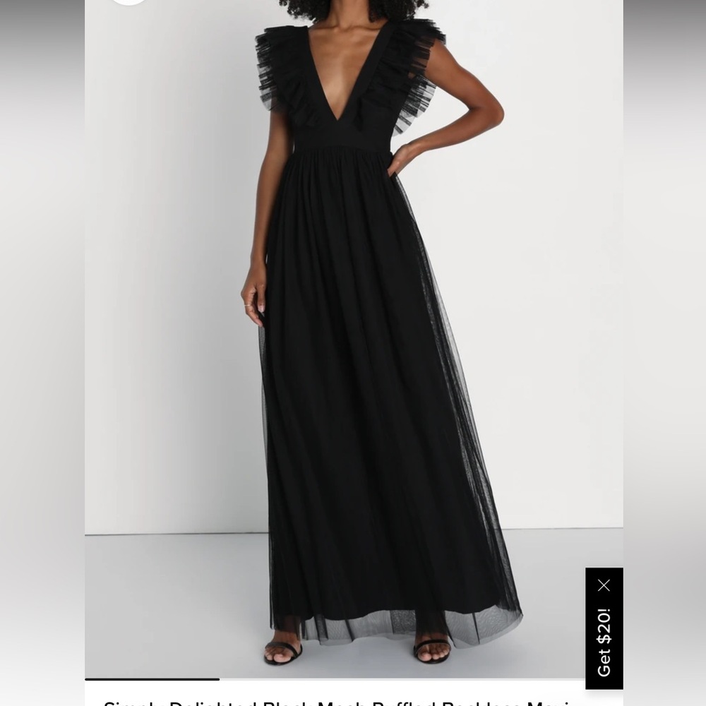 LuLu’s Simply Delighted Black Mesh Ruffled Dress
